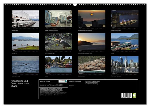 Produktbild: Vancouver und Vancouver Island 2026 (Wandkalender 2026 DIN A2 quer), CALVENDO Monatskalender
