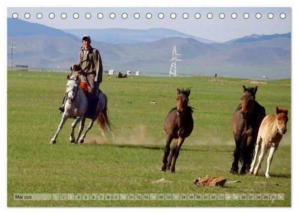 Produktbild: Pferde und Reiter der Mongolei (Tischkalender 2026 DIN A5 quer), CALVENDO Monatskalender