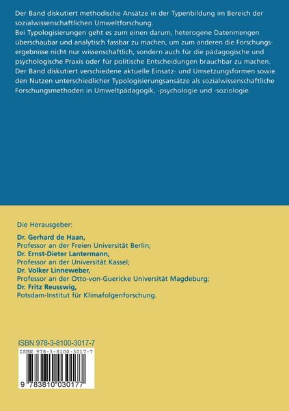 Produktbild: Typenbildung in der sozialwissenschaftlichen Umweltforschung