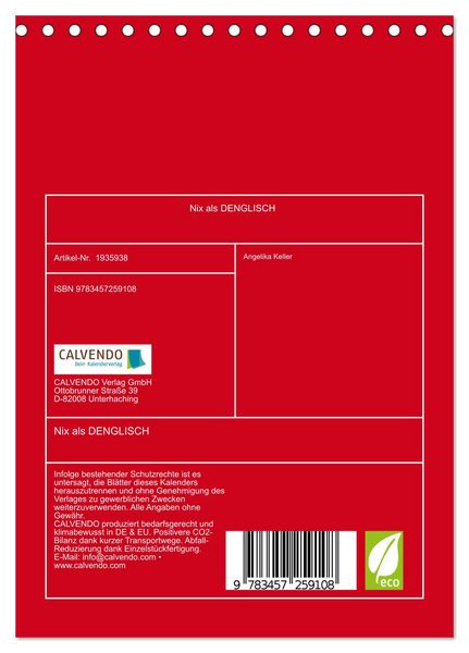 Produktbild: Nix als DENGLISCH (Tischkalender 2026 DIN A5 hoch), CALVENDO Monatskalender