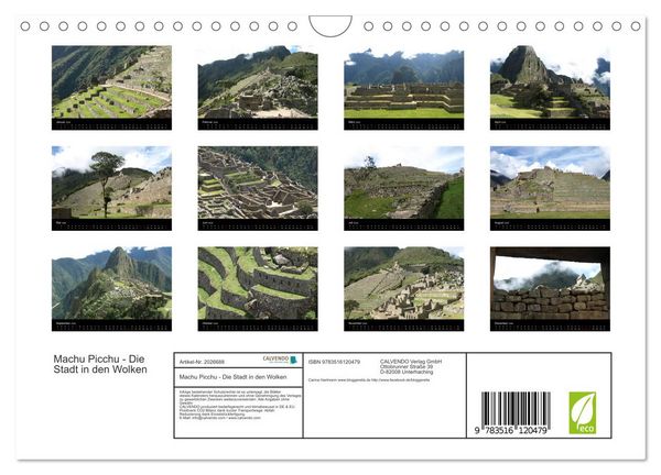 Produktbild: Machu Picchu - Die Stadt in den Wolken (Wandkalender 2026 DIN A4 quer), CALVENDO Monatskalender