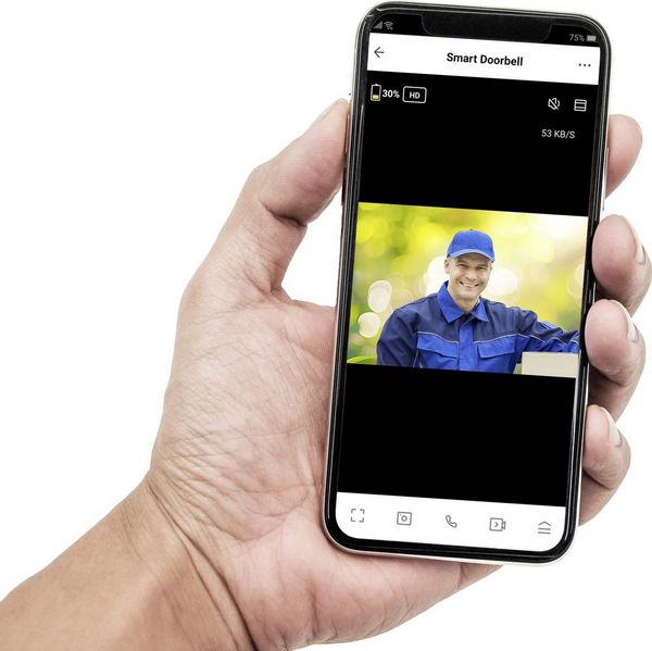 Produktbild: Sygonix IP-Video-T&uuml;rsprechanlage WLAN, Funk Grau, Wei&szlig;