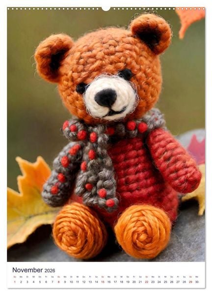 Produktbild: Teddys aus Wolle (Wandkalender 2026 DIN A2 hoch), CALVENDO Monatskalender