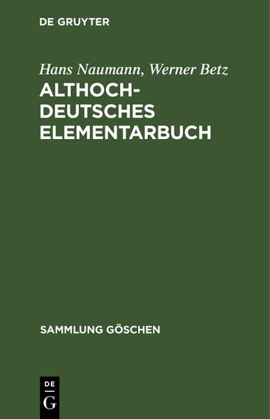 Produktbild: Althochdeutsches Elementarbuch