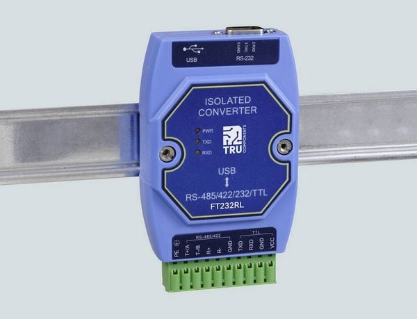 Produktbild: TRU COMPONENTS TC-12626056 TC-E810-U15 Seriell Umsetzer USB, RS-422, RS-485, Sub-D9 3.3 V, 5 V 1 St.