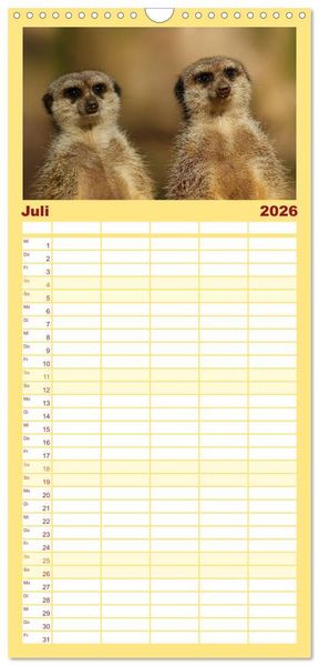 Produktbild: Familienplaner 2026 - Erdm&auml;nnchen - Zusammen sind wir stark mit 5 Spalten (Wandkalender, 21 x 45 cm) CALVENDO