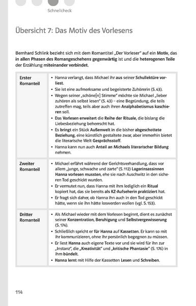 Produktbild: Klett Lekt&uuml;rehilfen Bernhard Schlink, Der Vorleser