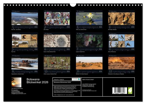 Produktbild: Botswana Blickwinkel 2026 (Wandkalender 2026 DIN A3 quer), CALVENDO Monatskalender