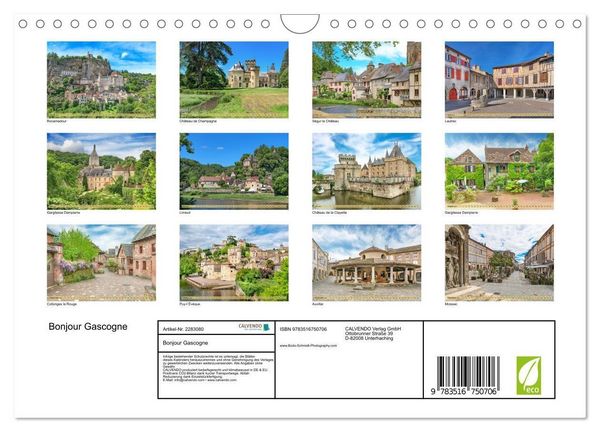Produktbild: Bonjour Gascogne (Wandkalender 2027 DIN A4 quer), CALVENDO Monatskalender