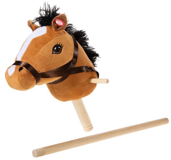Heunec 744073 - Steckenpferd mit Sound & abnehmbarem Holzstecken, Plüsch/Holz, braun, 75 cm