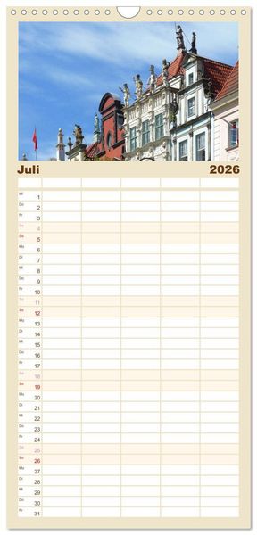 Produktbild: Familienplaner 2026 - Danzig - Eine Perle Polens mit 5 Spalten (Wandkalender, 21 x 45 cm) CALVENDO