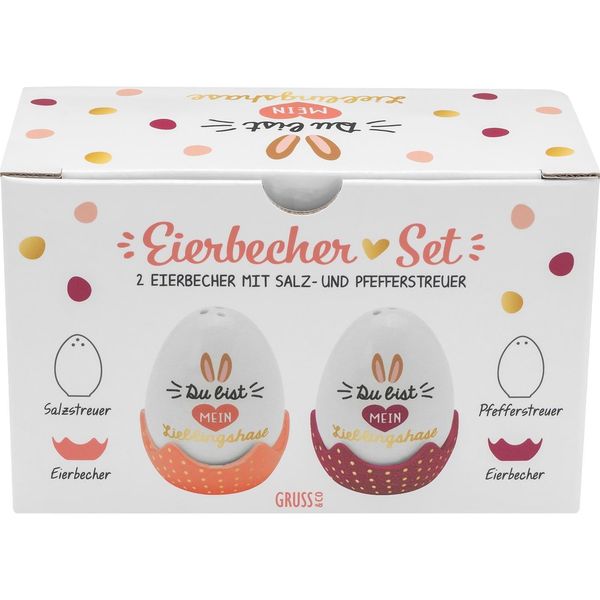 Eierbecher-Streuer-Set "Du bist mein Lieblingshase"