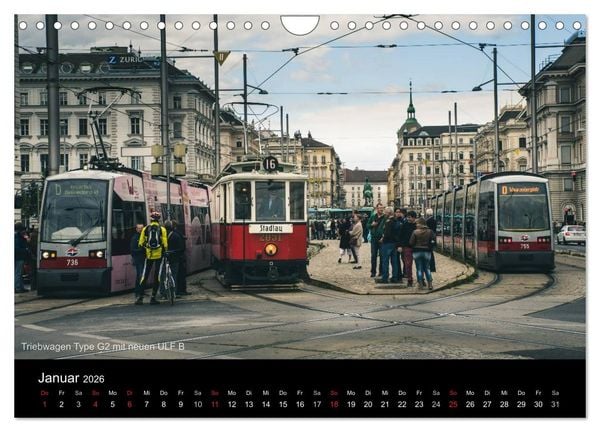 Produktbild: Historische Stra&szlig;enbahnen in Wien (Wandkalender 2026 DIN A4 quer), CALVENDO Monatskalender