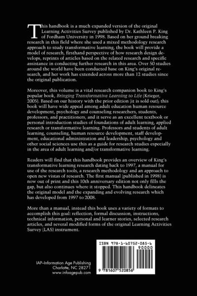 Produktbild: The Handbook of the Evolving Research of Transformative Learning Based on the Learning Activities Survey (10th Anniversary Edition) (PB)