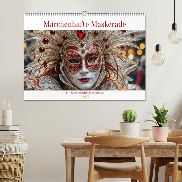 Produktbild: M&auml;rchenhafte Maskerade KI - Karnevalserlebnis in Venedig (Wandkalender 2026 DIN A2 quer), CALVENDO Monatskalender