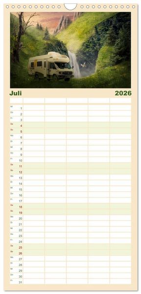Produktbild: Familienplaner 2026 - Camping macht gl&uuml;cklich! mit 5 Spalten (Wandkalender, 21 x 45 cm) CALVENDO