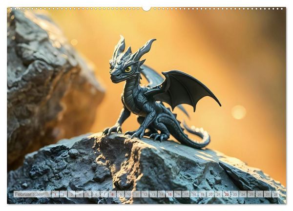 Produktbild: Regenbogenschuppen - Die geheime Welt der magischen Miniatur Drachen (Wandkalender 2026 DIN A2 quer), CALVENDO Monatskalender