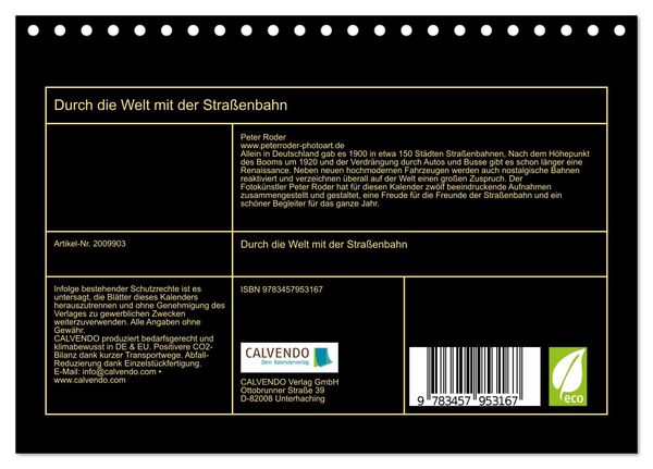 Produktbild: Durch die Welt mit der Stra&szlig;enbahn (Tischkalender 2026 DIN A5 quer), CALVENDO Monatskalender