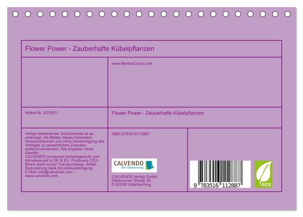 Produktbild: Flower Power - Zauberhafte K&uuml;belpflanzen (Tischkalender 2026 DIN A5 quer), CALVENDO Monatskalender