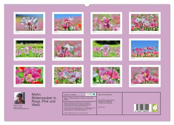 Produktbild: Mohn, Bl&uuml;tenzauber in Rosa, Pink und Wei&szlig; (hochwertiger Premium Wandkalender 2026 DIN A2 quer), Kunstdruck in Hochglanz