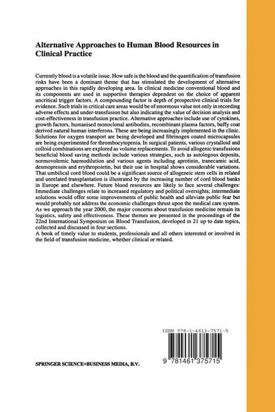 Produktbild: Alternative Approaches to Human Blood Resources in Clinical Practice