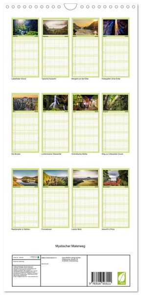 Produktbild: Familienplaner 2026 - Mystischer Malerweg mit 5 Spalten (Wandkalender, 21 x 45 cm) CALVENDO