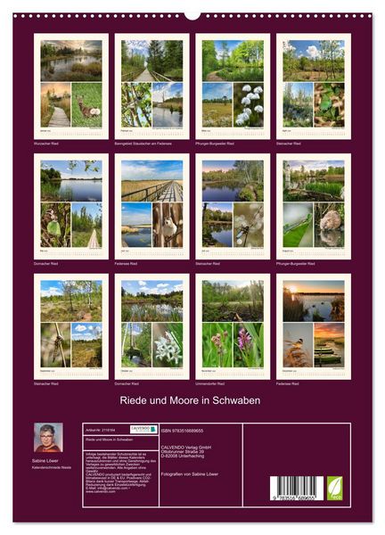 Produktbild: Riede und Moore in Schwaben (hochwertiger Premium Wandkalender 2026 DIN A2 hoch), Kunstdruck in Hochglanz