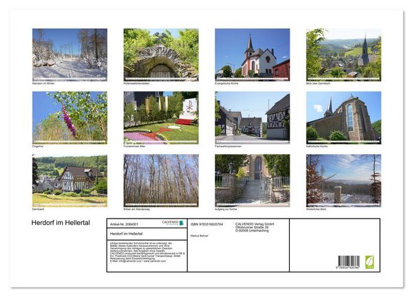 Produktbild: Herdorf im Hellertal (Wandkalender 2026 DIN A2 quer), CALVENDO Monatskalender