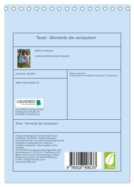 Produktbild: Texel - Momente die verzaubern (Tischkalender 2026 DIN A5 hoch), CALVENDO Monatskalender