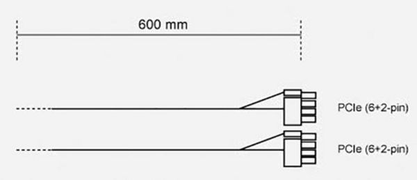 Produktbild: BeQuiet Computer, Strom Kabel [2x ATX-Stecker 8pol. (6+2) - 1x 12 PIN-Stecker (Netzteil)] 0.60 m Schwarz