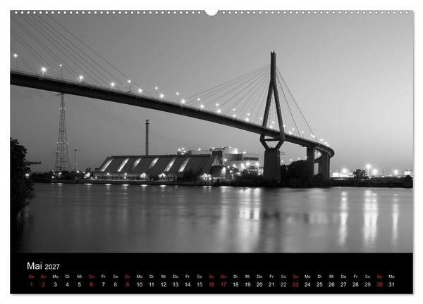 Produktbild: Hamburg monochrome Impressionen (hochwertiger Premium Wandkalender 2027 DIN A2 quer), Kunstdruck in Hochglanz