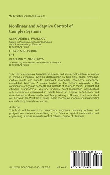 Produktbild: Nonlinear and Adaptive Control of Complex Systems