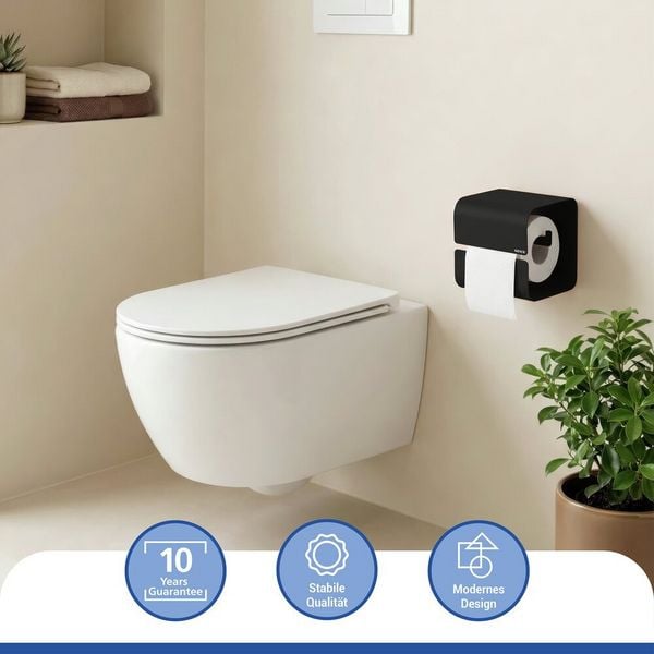 Produktbild: Turbo-Loc&reg; Toilettenpapierhalter Mod. Lizan Schwarz, Befestigen ohne Bohren