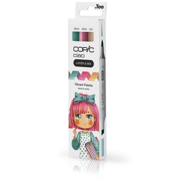 Produktbild: Copic Marker Set Ciao LAYER&MIX Vibrant Palette 3 St&uuml;ck Faltschachtel
