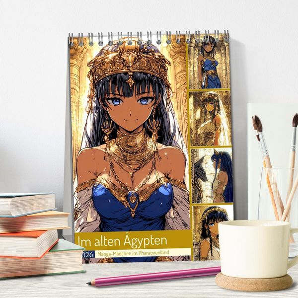 Produktbild: Im alten &Auml;gypten. Manga-M&auml;dchen im Pharaonenland (Tischkalender 2026 DIN A5 hoch), CALVENDO Monatskalender