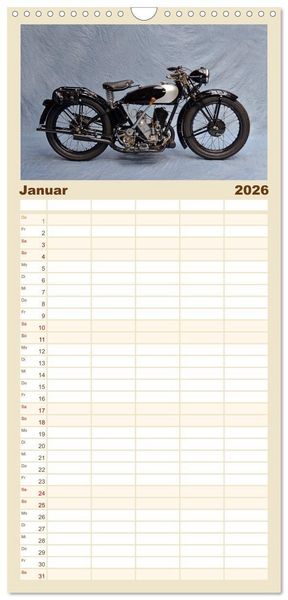 Produktbild: Familienplaner 2026 - Deutsche Motorrad - Legenden - Rollende Kunstwerke aus alten Zeiten mit 5 Spalten (Wandkalender, 21 x 45 cm) CALVENDO
