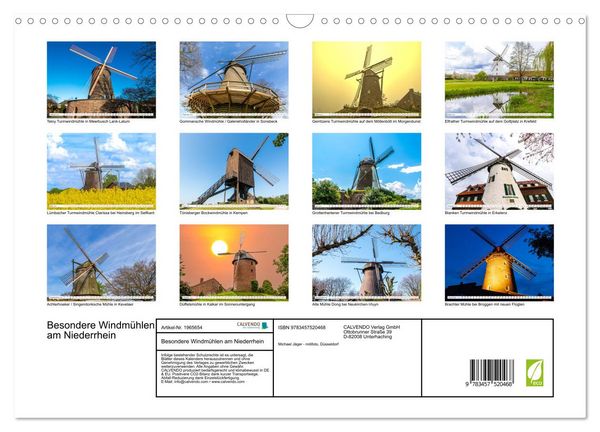 Produktbild: Besondere Windm&uuml;hlen am Niederrhein (Wandkalender 2026 DIN A3 quer), CALVENDO Monatskalender