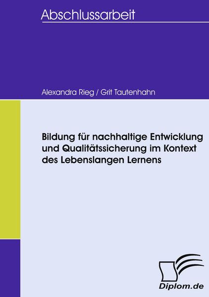 Produktbild: Bildung f&uuml;r nachhaltige Entwicklung und Qualit&auml;tssicherung im Kontext des Lebenslangen Lernens
