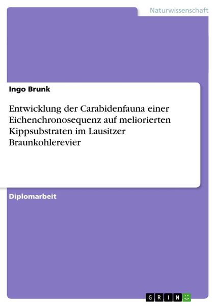 Entwicklung der Carabidenfauna einer Eichenchronosequenz auf meliorierten Kippsubstraten im Lausitzer Braunkohlerevier, Taschenbuch von Ingo Brunk,