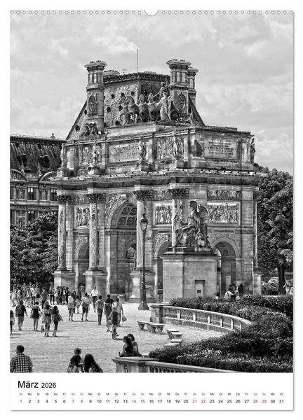 Produktbild: Paris schwarz wei&szlig; 2026 (hochwertiger Premium Wandkalender 2026 DIN A2 hoch), Kunstdruck in Hochglanz