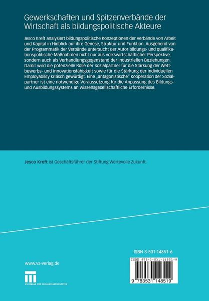 Produktbild: Gewerkschaften und Spitzenverb&auml;nde der Wirtschaft als bildungspolitische Akteure