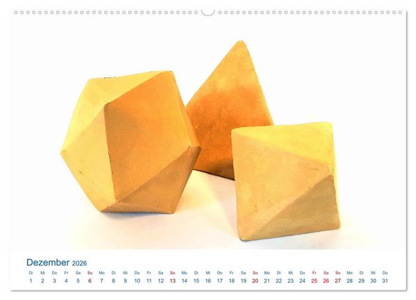 Produktbild: Formvollendete Symmetrie - Die platonischen K&ouml;rper modelliert mit Ton (Wandkalender 2026 DIN A2 quer), CALVENDO Monatskalender
