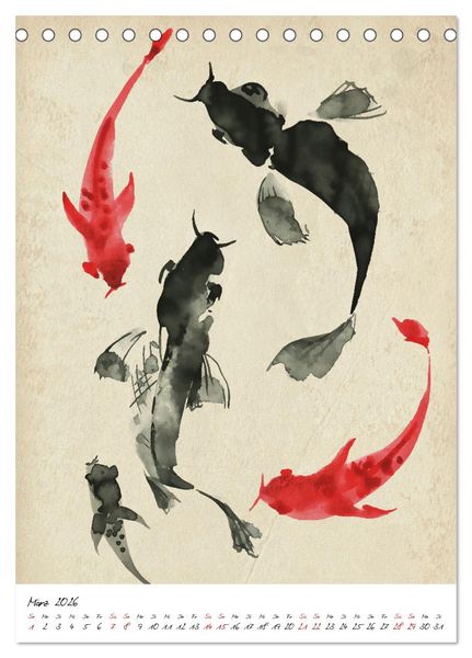 Produktbild: Sumi-e Kunst im japanischen Stil (Tischkalender 2026 DIN A5 hoch), CALVENDO Monatskalender