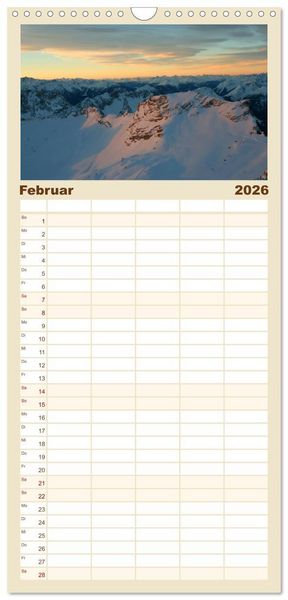 Produktbild: Familienplaner 2026 - Berge und Seen rund um die Zugspitze mit 5 Spalten (Wandkalender, 21 x 45 cm) CALVENDO