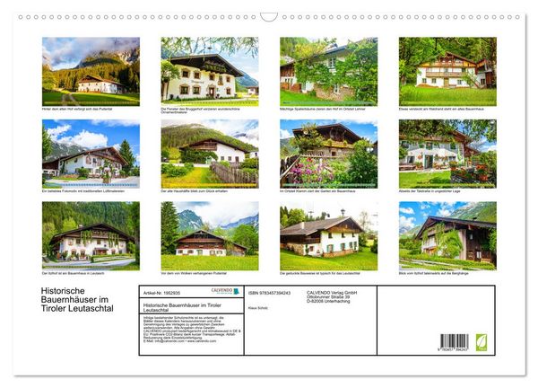 Produktbild: Historische Bauernh&auml;user im Tiroler Leutaschtal (Wandkalender 2026 DIN A2 quer), CALVENDO Monatskalender