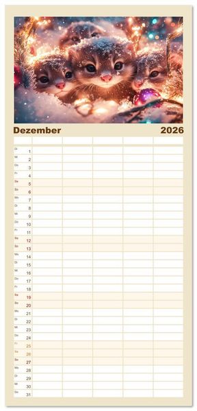 Produktbild: Familienplaner 2026 - Augen wie Kn&ouml;pfe mit 5 Spalten (Wandkalender, 21 x 45 cm) CALVENDO