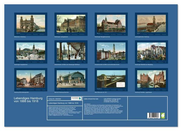 Produktbild: Lebendiges Hamburg von 1888 bis 1918 (Wandkalender 2026 DIN A2 quer), CALVENDO Monatskalender