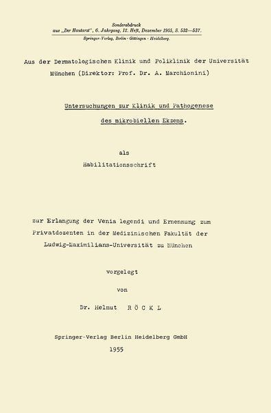 Produktbild: Untersuchungen zur Klinik und Pathogenese des mikrobiellen Ekzems