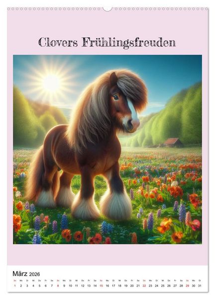 Produktbild: Tinker Ponys - Magische Momente, Gypsy Vanner f&uuml;r M&auml;dchen (Wandkalender 2026 DIN A2 hoch), CALVENDO Monatskalender