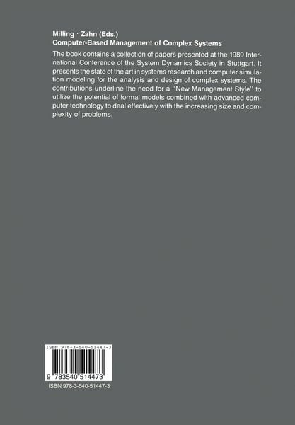 Produktbild: Computer-Based Management of Complex Systems